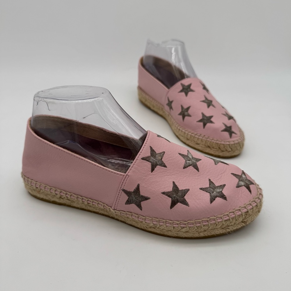 South Parade Pink Leather Stars Espadrille Flats Size 37